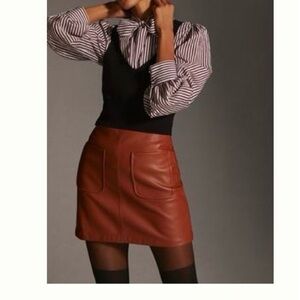 Maeve Faux Leather A-Line Mini Skirt